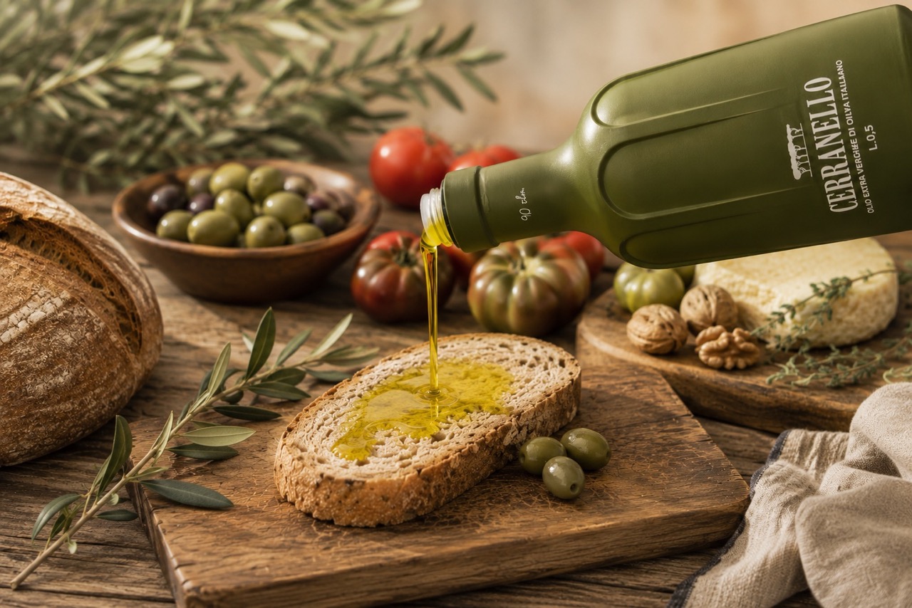 Bottiglia CERRANELLO con pane e olio